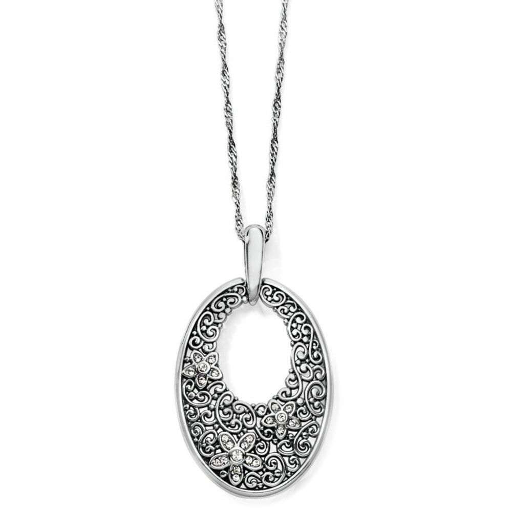 Brighton silver and crystal inset Baroness Fiori Oval Short Collar Necklace